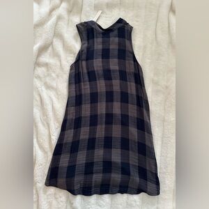 Anthropologie Navy and Gray Plaid Flannel Midi Dress NWT